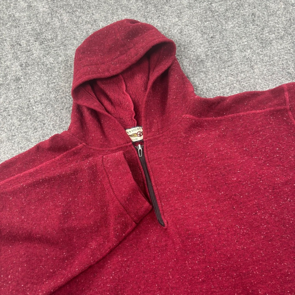 VTG Straight Down Quarter Zip Hoodie Large Burgundy Speckled Fleece Pullover Men